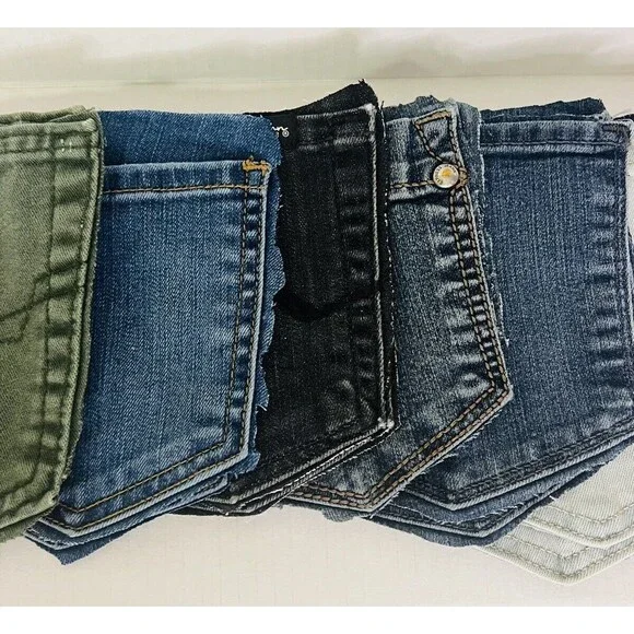 20 Denim Pockets Upcycled Variety Shades Sizes Condition Brands Upcycle Crafts - Picture 3 of 5